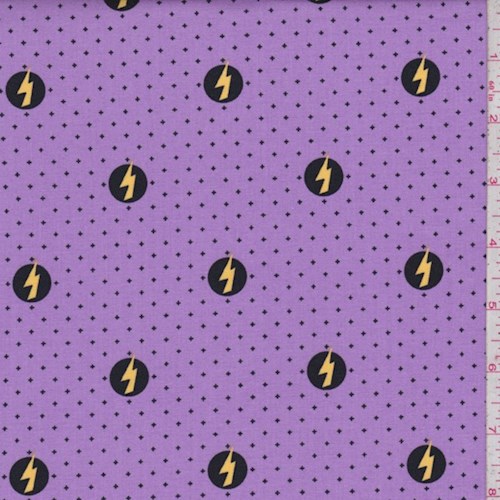 Purple "Power Shield" Print Cotton