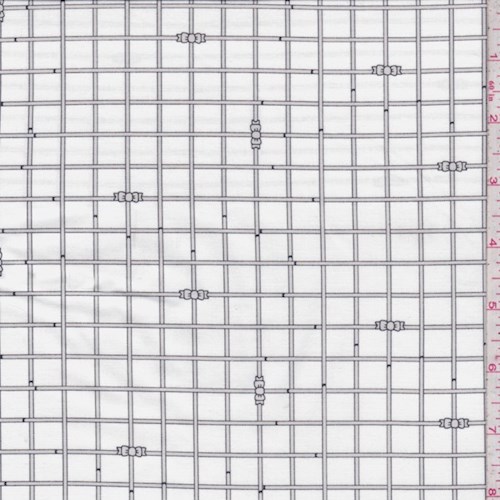 Grey "Ribbons" Print Cotton