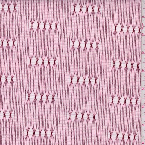 White/Berry "Curtain Weave" Print Cotton