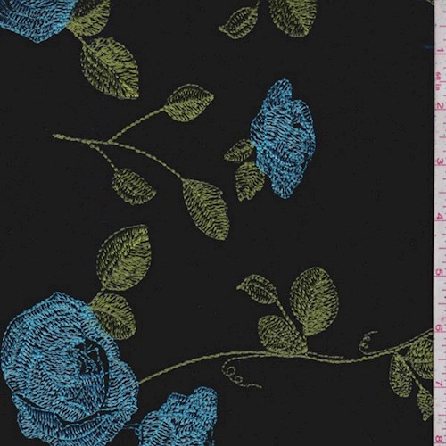 Midnight Embroidered Floral Velvet Knit