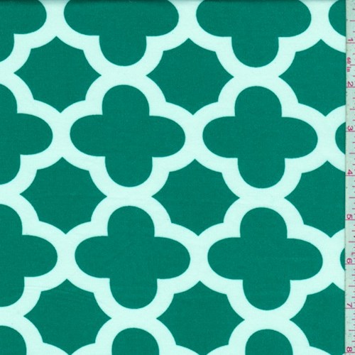 Emerald Quatrefoil Print Activewear Knit