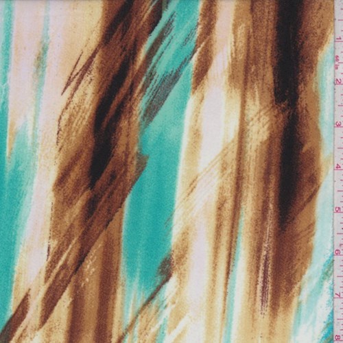 Turquoise/Brown/Gold Brush Stripe Activewear Knit