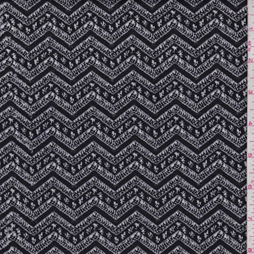 Black/White Deco Chevron Jacquard Double Knit