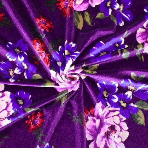 Purple/Red/Multi Floral Printed Velvet Knit 71170