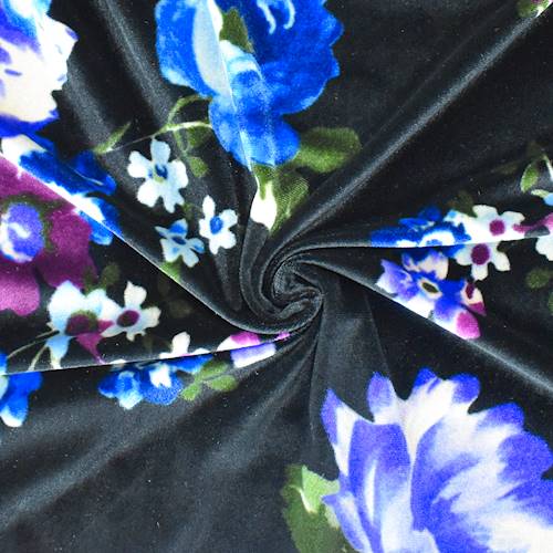 Black/Blue/Multi Floral Printed Velvet Knit 71173