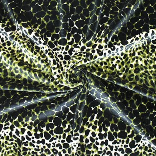 Black/Green/Ivory Cheetah Printed Velvet Knit 71177