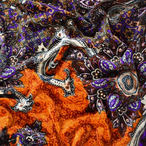 Purple/Orange/Multi Baroque Printed Velvet Knit 71183