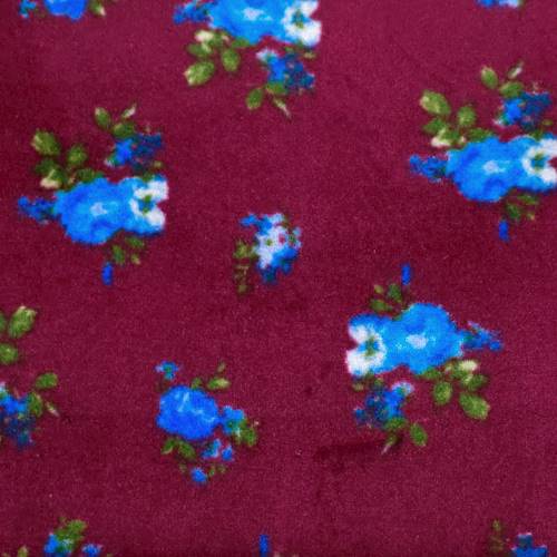 Berry Red/Blue/Multi Floral Printed Velvet Knit 71187
