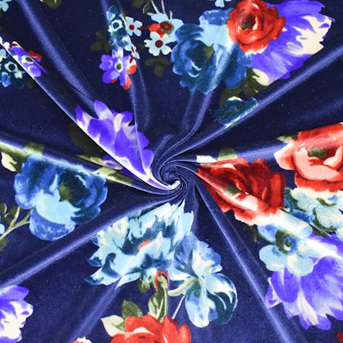 Night Navy/Red/Multi Floral Printed Velvet Knit 71194