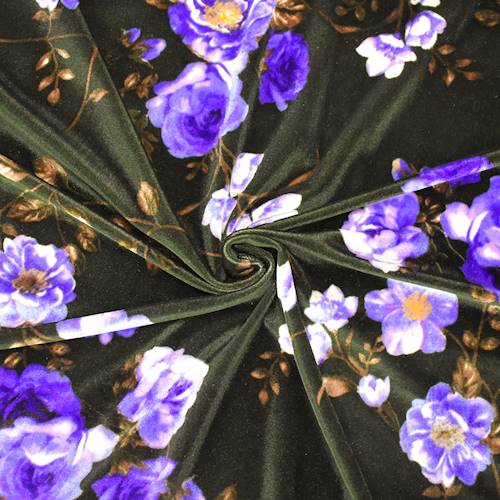 Black/Ultra Violet/Multi Floral Printed Velvet Knit 71195