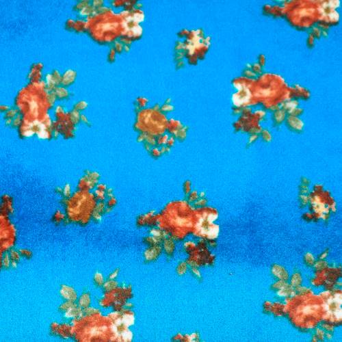Ocean Blue/Rust Brown/Multi Floral Printed Velvet Knit 71196