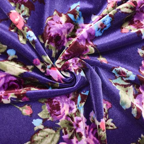 Night Purple/Sage/Multi Floral Printed Velvet Knit 71198