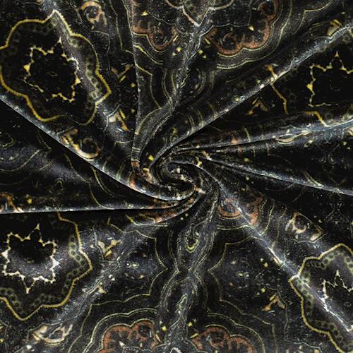 Brown/Deep Olive/Multi Mandala Printed Velvet Knit 71205