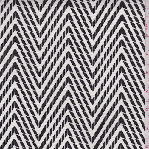 White/Black Printed Chevron Cotton Twill