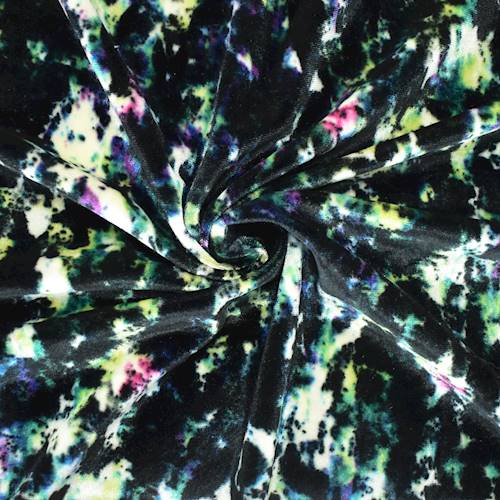 Black/Mist Lime/Multi Abstract Texture Printed Velvet Knit 71212