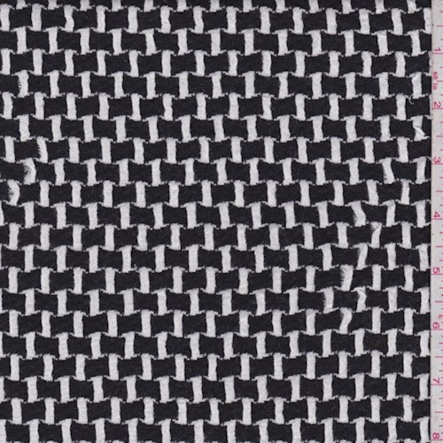 Black/White Ribbon Weave Jacquard Double Knit