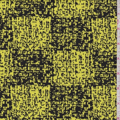 Lemon/Black Pixel Check Jacquard Double Knit
