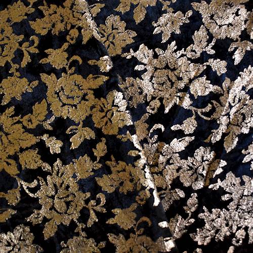 Black/Gold Baroque Foil Printed Velvet Knit 71218