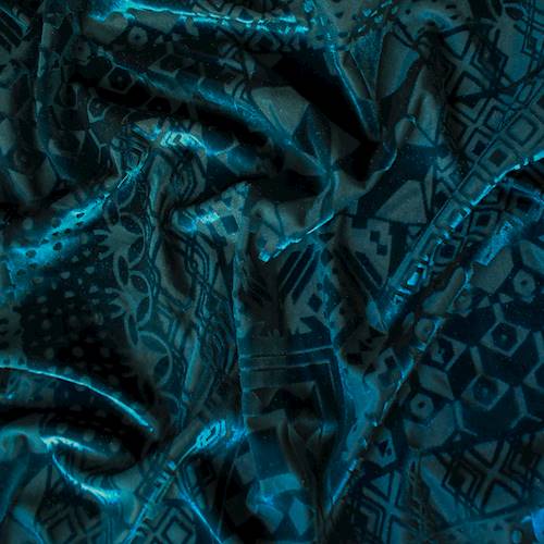 *2 YD PC--Abyss Teal Geometric Burnout Velvet Knit 71221