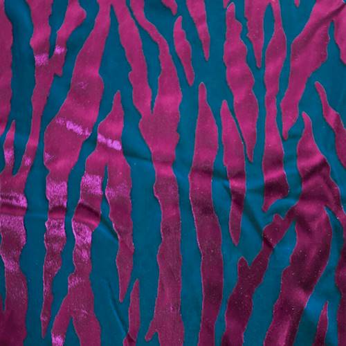 Burgundy/Deep Teal Zebra Burnout Velvet Knit 71238