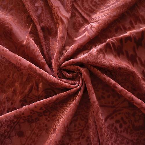 Dusty Red Paisley Bandana Burnout Velvet Knit 71246