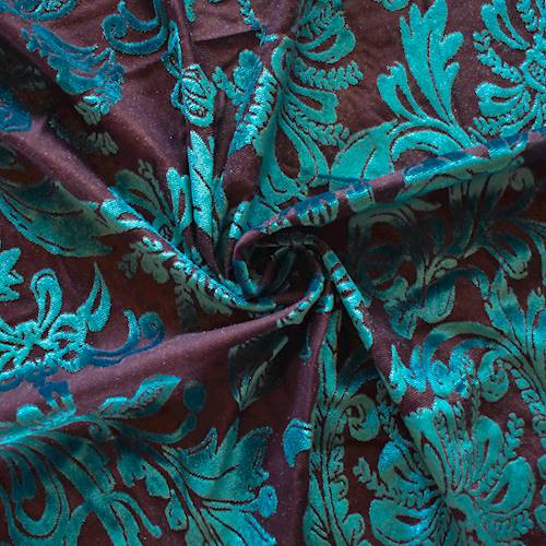 Teal/Navy Baroque Burnout Velvet Knit 71248