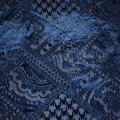 Midnight Navy Paisley Bandana Burnout Velvet Knit 71250
