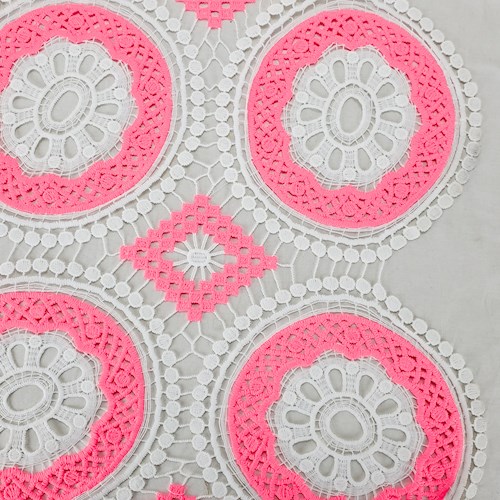 Neon Pink/White Medallion Lace