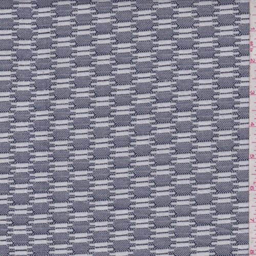 White/Navy Deco Check Jacquard Double Knit