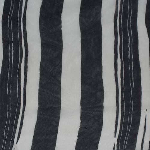 *10 3/4 YD PC -- Black/White Brushed Stripe Printed Silk Chiffon DFWAP000807