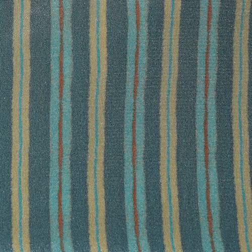 *5 3/8 YD PC -- Aqua Teal/Yellow/Multi Stripe Printed Silk Charmeuse DFWAP000815