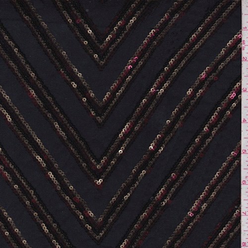 Black/Gold/Wine Chevron Sequin Mesh