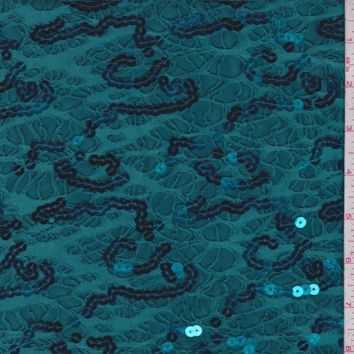 Teal Blue Sequin Scuba Knit