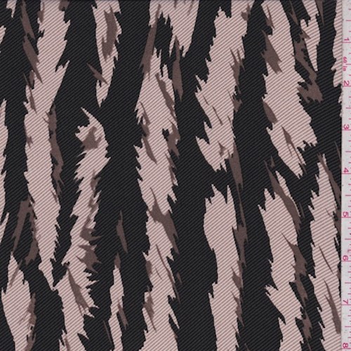 Taupe Zebra Stripe Crepe de Chine