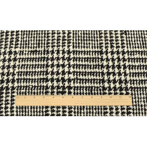 *3 3/4 YD PC--Black/White Wool Blend Houndstooth Woven Jacketing