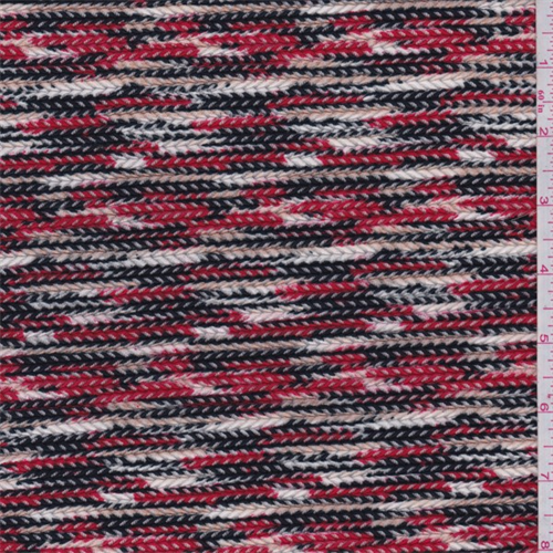 *1 5/8 YD PC--Black/Red/Beige Sweater Knit