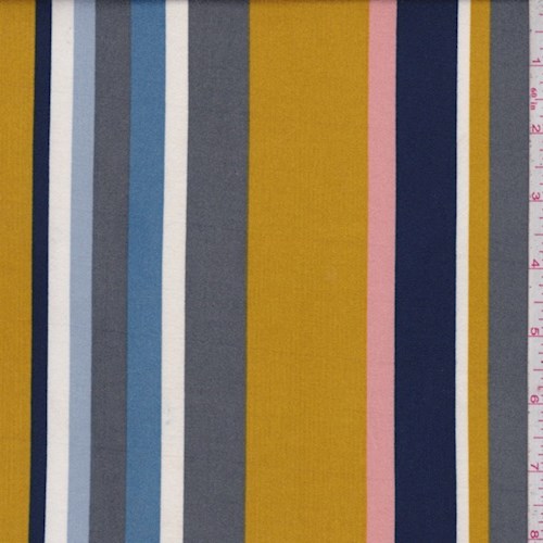 Pewter/Gold/Navy Stripe Double Brushed Jersey Knit