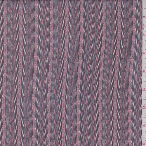 Coral/Spruce/Merlot Flamestitch Stripe Silk Chiffon