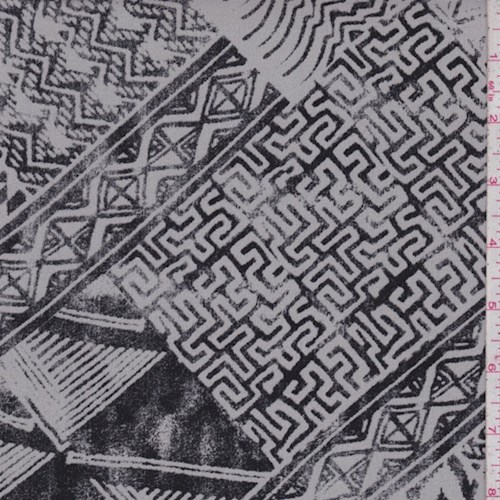 Black/White Tribal Patchwork Silk Chiffon