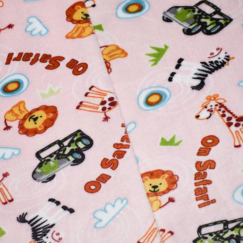 Baby Pink/Green/Multi Safari Printed Soft Shell Fleece DFW11178