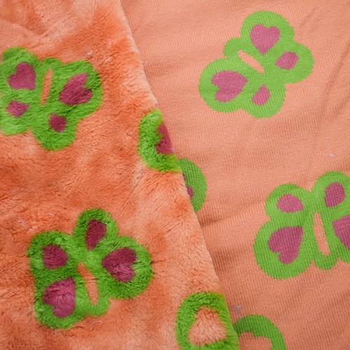 *3 YD PC -- Orange/Green/Red Butterfly Faux Fur Knit