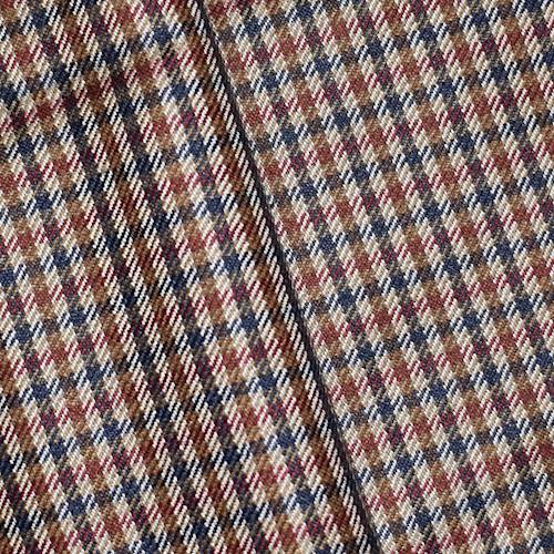 *4 3/4 YD PC -- Brown/Red/Blue Wool Blend Plaid Suiting DFWAP000577