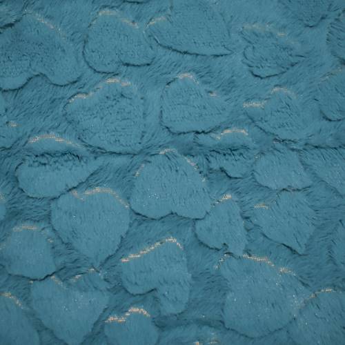 Pastel Aqua Blue Heart Minky Faux Fur Knit DFW11262