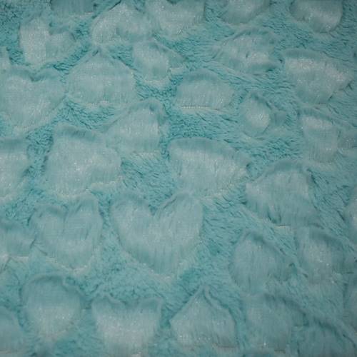 Minty Green Heart Minky Faux Fur Knit DFW11265