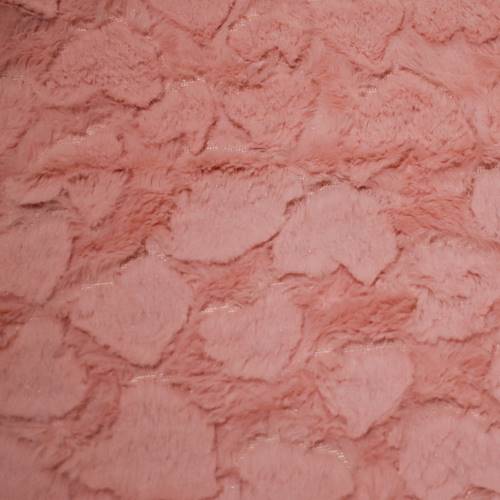 Blush Pink Heart Minky Faux Fur Knit DFW11268
