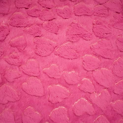 Bright Fuchsia Pink Heart Minky Faux Fur Knit DFW11283