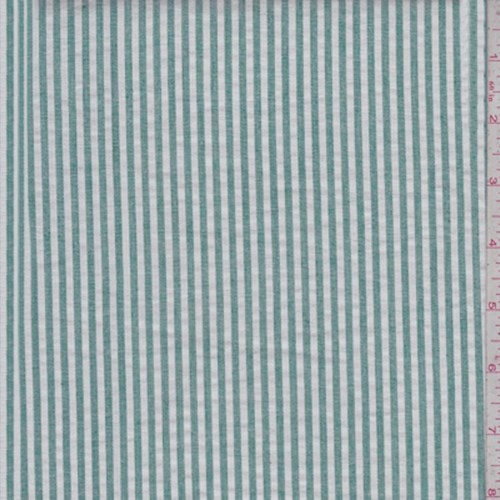 Kelly Green/White Cotton Stripe Seersucker