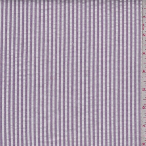 Lilac/White Cotton Stripe Seersucker