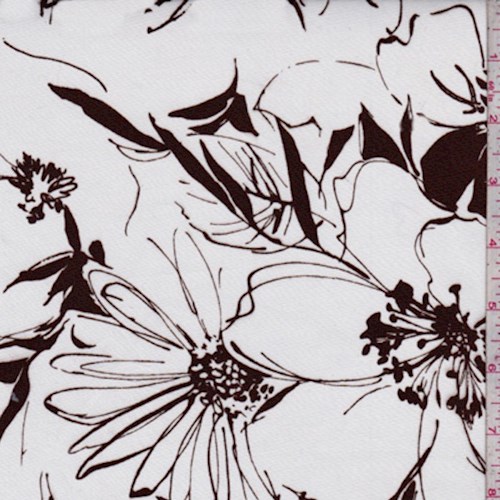 White/Brown Modern Floral Poplin
