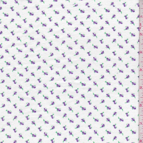 White/Purple Mini Rosebud Cotton Flannel
